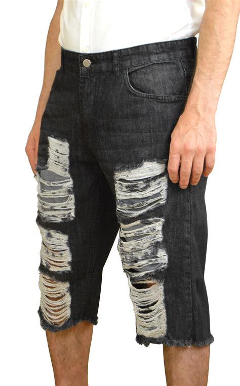 It's time to kick start your denim game with our incredible men's jeans range! Men's Black Ripped Jeans Biker Summer Denim Shorts Hole ...
