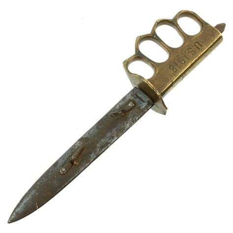 Original Us Wwi Model 1918 Mark I Au Lion Trench Knife With Scabbard