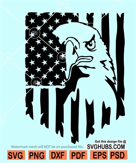 Patriotic Eagle Svg Usa Eagle Svg American Symbol Instant Download Us Flag Svg Cut Files