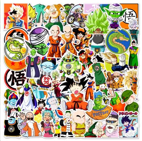 50 Pcs Vinyl Stickers Dragon Ball Z Anime Super Saiyan Goku Waterproof