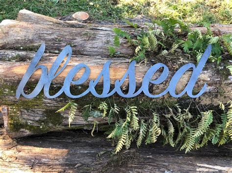 Blessed 23 Rustic Raw Steel Cursive Word Art Wall Sign Etsy