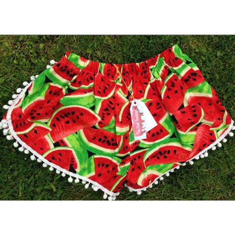 Bright Watermelon Print Pom Pom Shorts Made To Order Watermelon Print Pom Pom Shorts Pom Pom