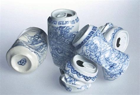 lei xue smashed cans porcelain sculptures created in the traditional way of ming dynasty