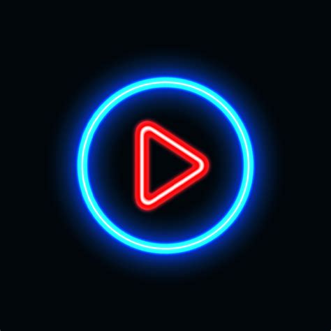 Video Play Neon Icon For Website And Ui Material Vector Illustration