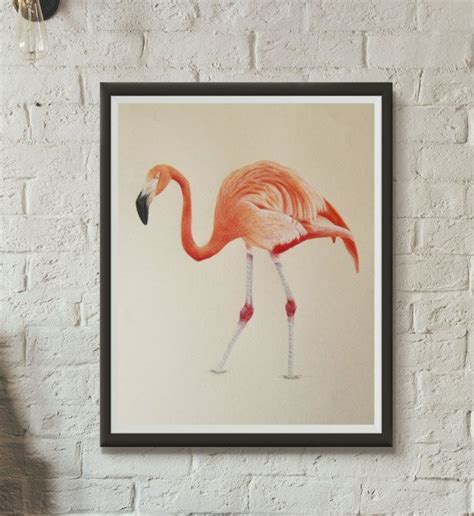 Flamingo Wall Art Original Flamingo Drawing By Centeravenuestudio