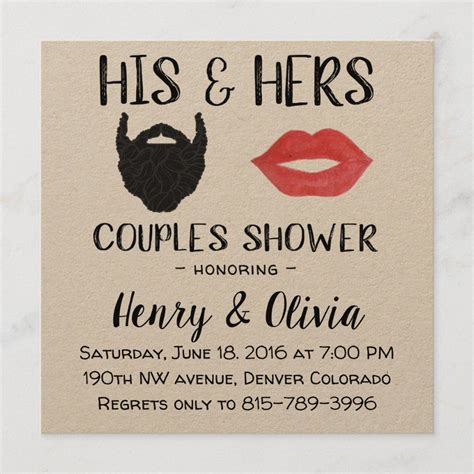beard and lips couples wedding shower invitation zazzle couples wedding shower invitations