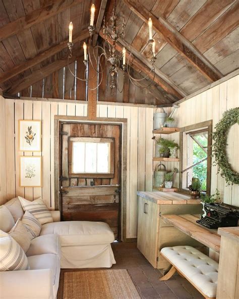 Cottage Farmhouse Vintage She Shed Living In A Shed Shed To Tiny