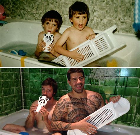 Most of the work has already been done for you. Two Brothers Recreate Childhood Photos As Wedding ...