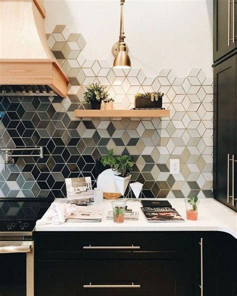 Beautiful Geometric Backsplash Tile Kitchen Cool Ideas Modern Kitchen Backsplash Interior