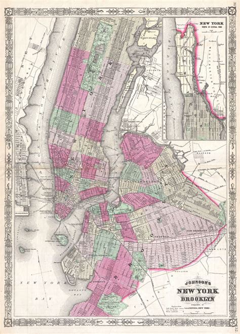 Johnsons New York And Brooklyn Geographicus Rare Antique Maps