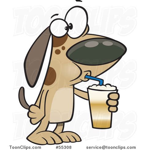 Cartoon Dog Drinking A Latte 55308 By Ron Leishman