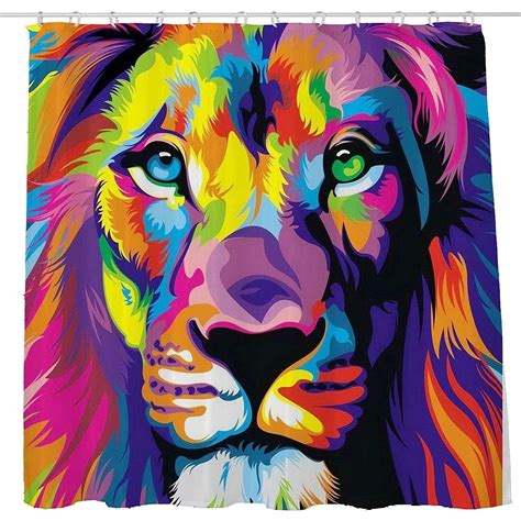 Trippy Lion Head Shower Curtain Purple In 2020 Lion Art Lion