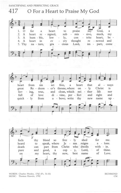 The United Methodist Hymnal O For A Heart To Praise My God Hymnary Org