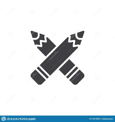 Crossed Pencils Vector Icon Stock Vector Illustration Of Logo Solid