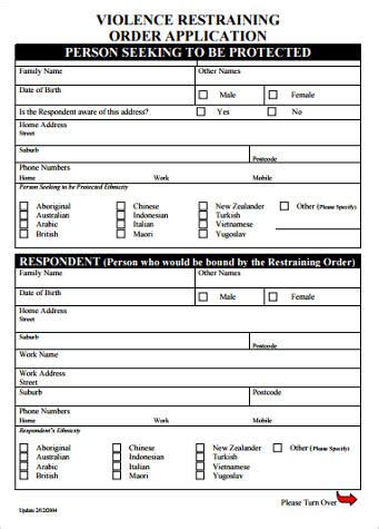 This flyer attempts to answer questions for individuals with mental illness in either situation. Restraining Order Template - FREE DOWNLOAD - Aashe