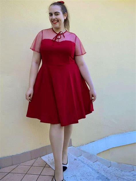 Plus Size Vintage Sheer Mesh Panel 1950s Pin Up Dress 2xl Price From