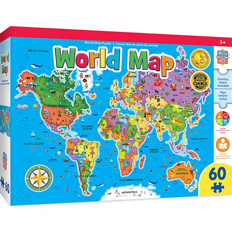 Educational Maps World Map 60 Piece Jigsaw Puzzle 705988119088