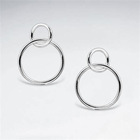 Sterling Silver Double Linked Hoop Stud Earrings Wholesale Silver Jewelry