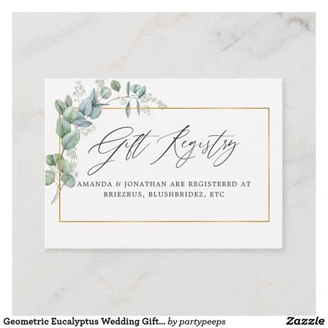 Some retailers offer discounts to purchase items that are left on your registry. Geometric Eucalyptus Wedding Gift Registry Enclosure Card ...