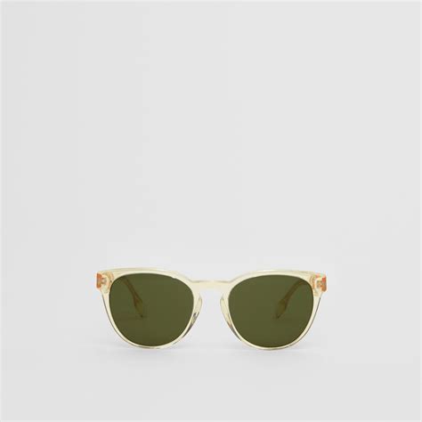 Round Frame Sunglasses In Pale Yellow Men Burberry United States