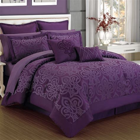Curtis Damask 12 Piece Comforter Set In Plum Bedding Bedroom Decor