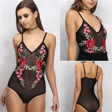 Ysmile Y Women Summer Bodysuits Floral Embroidery Hollow Out Mesh Leeveless Skinny Jumpsuit Sexy