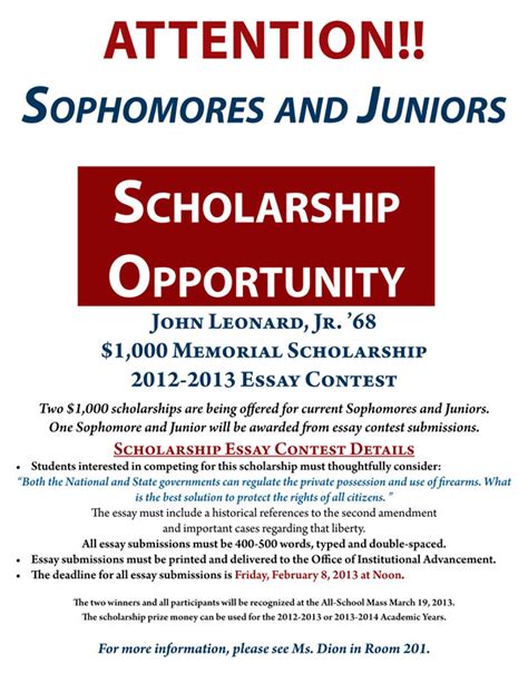 Generally, scholarships are awarded to students who have performed exceptionally well, but there could be certain cases in which the scholarship could be awarded as an economic background. The John Leonard Jr., '68 Scholarship Opportunity — St ...