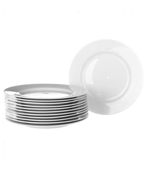 Set De Assiettes Plates Carr Es En Porcelaine Blanche