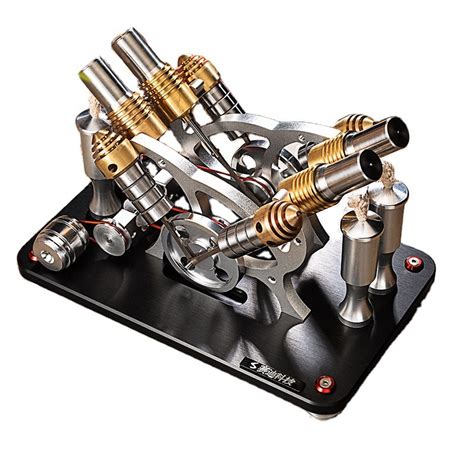 Miniature All Metal Engine V4 Cylinder Stirling Engine Model Generator