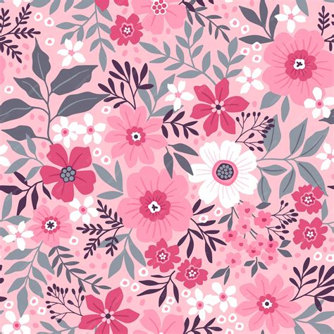 Premium Vector Seamless Floral Pattern Small Pink Flowers