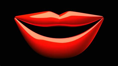 Many Red Kissing Lips On Black Background 3d Render Animation Stock
