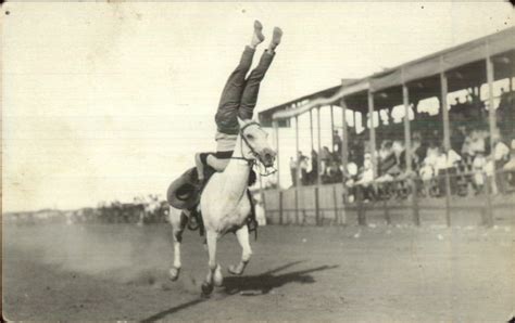 Trick Horse Riding Rodeo Headstand C1920 Real Photo Postcard Ebay In