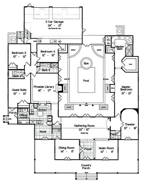 House Plans With Indoor Pool And 3 Bedrooms First Floor Plan Of Country
