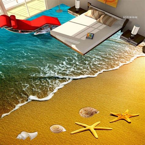 Beibehang Floor Painting Hd Beach Shells Starfish World Waterproof