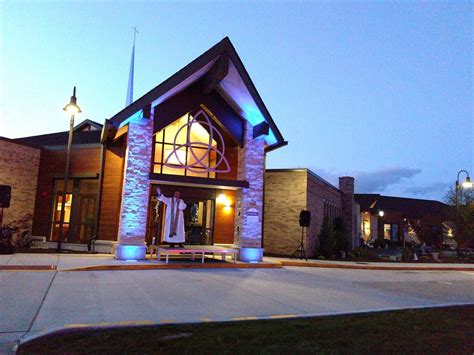 St. Ambrose Church in Brunswick lights up blue for first responders