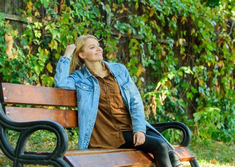 Feeling Free And Relaxed Woman Blonde Take Break Relaxing In Park You Deserve Break For Relax