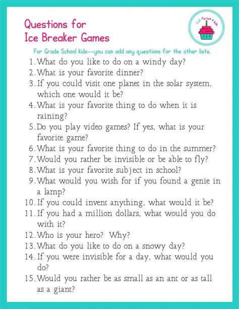 Icebreaker Game Icebreaker Questions Printable Adult Party