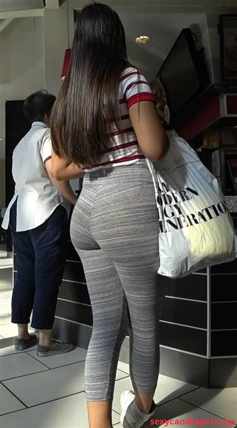 SexyCandidGirls Top Great Candin Ass In Tight Grey Leggings Item 1