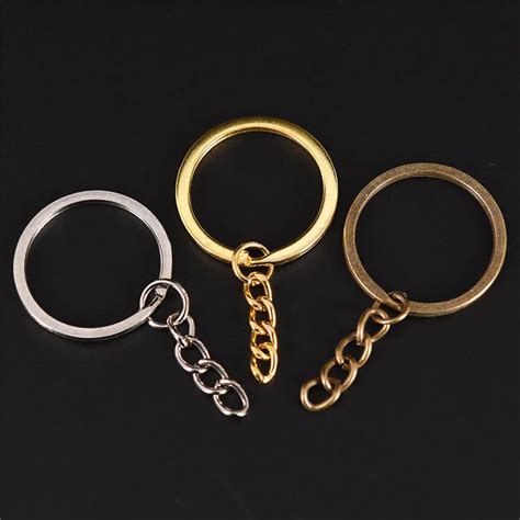 hot 20pcs lot metal key rings key chains antique bronze gold rhodium color long keyrings split