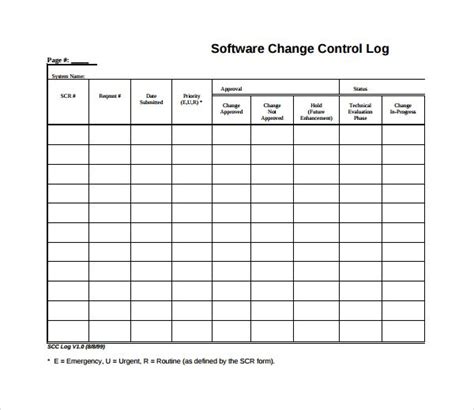 Sample Templates Sample Change Log Template 6 Free Documents In Pdf