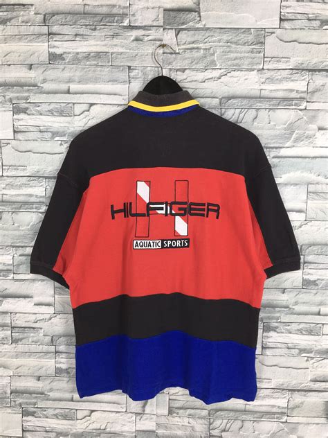 Vintage 90s Tommy Hilifger Colorblock Shirt Large Tommy Spell Etsy