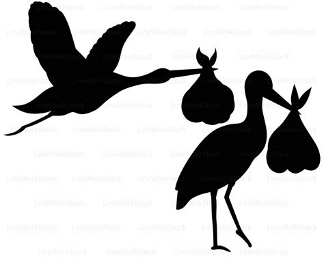 Stork With Baby Silhouette At Getdrawings Free Download