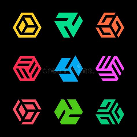 Hexagon Shaped Logo Design Elements Stock Vector Illustration Of