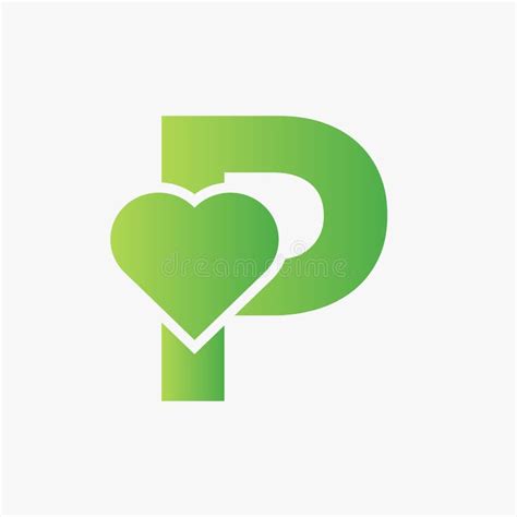 Letter P Love Symbol And Heart Icon Concept Vector Template Stock