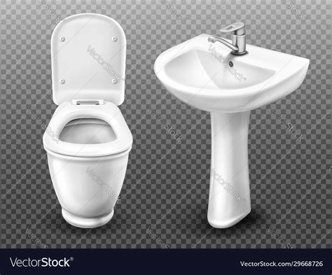 Toilet Bowl And Sink For Bathroom Royalty Free Vector Image