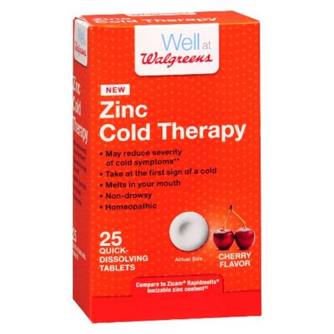 Walgreens Zinc Cold Therapy Cherry Flavor Quick Dissolving Tablets 25 Ct King Soopers