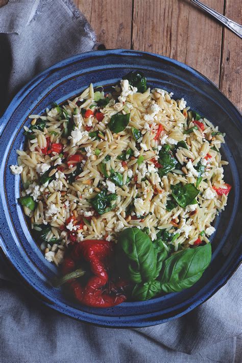 Orzo (also known as melon seed pasta, due to its shape) is one of my favorite choices for pasta salad. Orzo Salad with Roasted Red Peppers, Spinach, and Feta ...