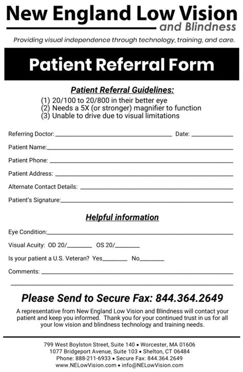 Patient Referral Form New England Low Vision