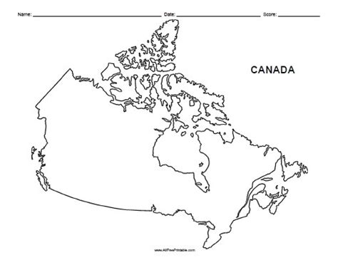Blank Map Of Canada Worksheet