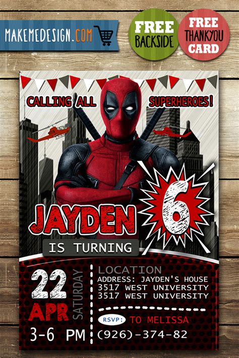 Deadpool Invitation Deadpool Invite Deadpool Birthday Party Deadpool